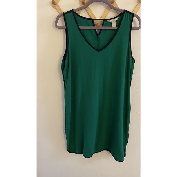 Banana Republic Mini Dress Women's Large Green Ponte V Neck Sleeveless Relaxed - Picture 2 of 5
